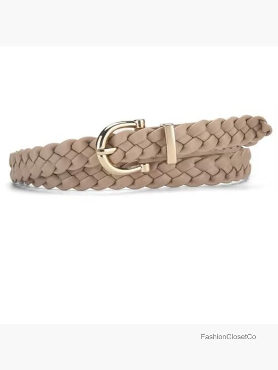2pc Skinny Braided PU Leather Belts for Women - Fully Adjustable Woven Waist main image 6